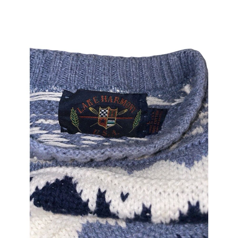 Vintage Lake Harmony Rowing‎ Club Sweater Grandpa Chunky Knit Made in USA, Large - Picture 4 of 4